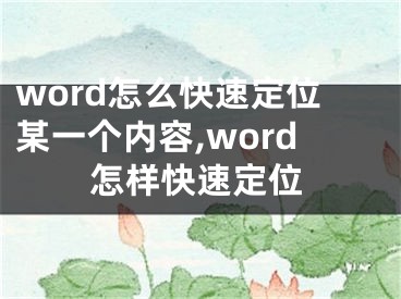 word怎么快速定位某一个内容,word怎样快速定位