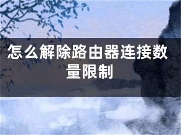 怎么解除路由器连接数量限制
