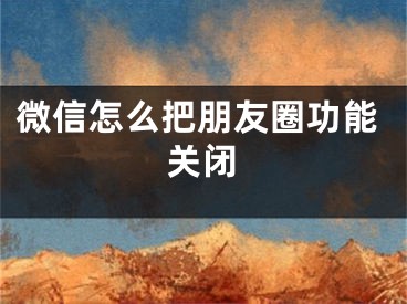 微信怎么把朋友圈功能关闭