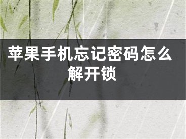 苹果手机忘记密码怎么解开锁