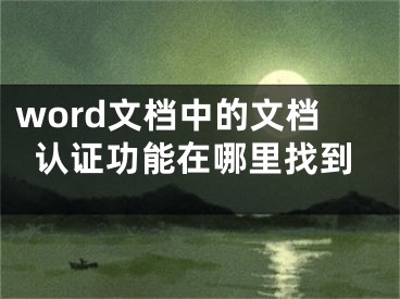 word文档中的文档认证功能在哪里找到