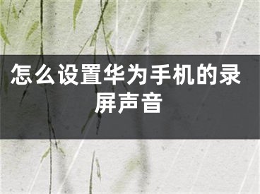 怎么设置华为手机的录屏声音