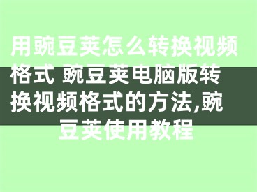 用豌豆荚怎么转换视频格式 豌豆荚电脑版转换视频格式的方法,豌豆荚使用教程