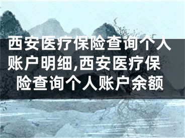 西安医疗保险查询个人账户明细,西安医疗保险查询个人账户余额