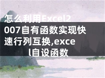 怎么利用Excel2007自有函数实现快速行列互换,excel自设函数