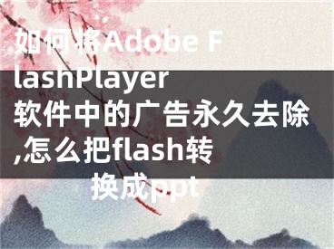 如何将Adobe FlashPlayer软件中的广告永久去除,怎么把flash转换成ppt