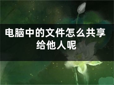 电脑中的文件怎么共享给他人呢