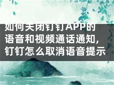 如何关闭钉钉APP的语音和视频通话通知,钉钉怎么取消语音提示