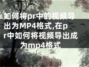 如何将pr中的视频导出为MP4格式,在pr中如何将视频导出成为mp4格式