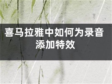 喜马拉雅中如何为录音添加特效