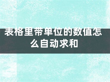 表格里带单位的数值怎么自动求和