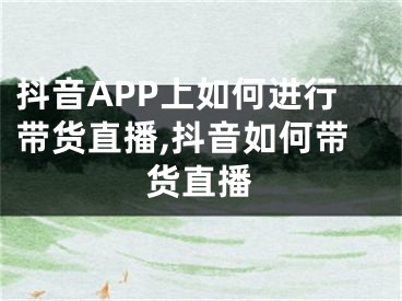抖音APP上如何进行带货直播,抖音如何带货直播