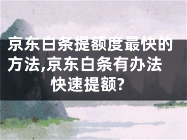 京东白条提额度最快的方法,京东白条有办法快速提额?