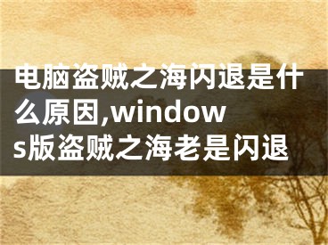 电脑盗贼之海闪退是什么原因,windows版盗贼之海老是闪退