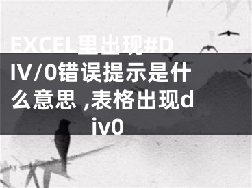 EXCEL里出现#DIV/0错误提示是什么意思 ,表格出现div0