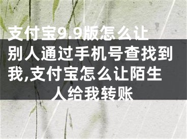 支付宝9.9版怎么让别人通过手机号查找到我,支付宝怎么让陌生人给我转账