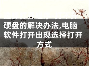 选择打开程序-打不开硬盘的解决办法,电脑软件打开出现选择打开方式