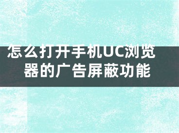 怎么打开手机UC浏览器的广告屏蔽功能