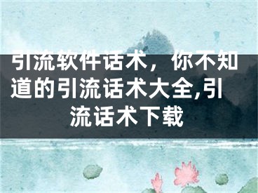 引流软件话术，你不知道的引流话术大全,引流话术下载