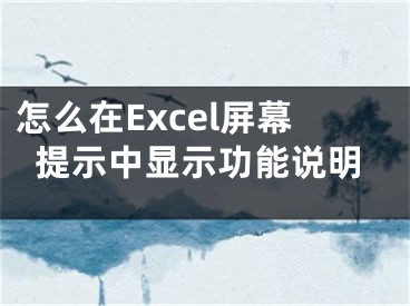 怎么在Excel屏幕提示中显示功能说明