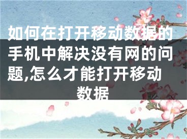 如何在打开移动数据的手机中解决没有网的问题,怎么才能打开移动数据