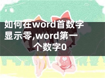 如何在word首数字显示零,word第一个数字0