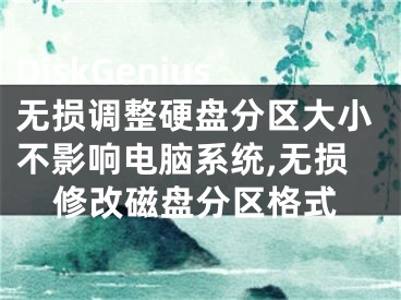 DiskGenius无损调整硬盘分区大小不影响电脑系统,无损修改磁盘分区格式