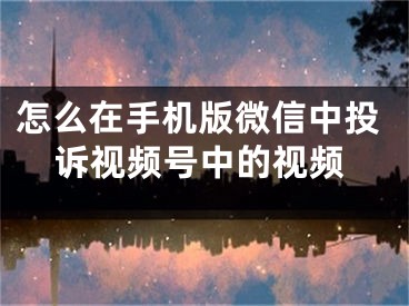 怎么在手机版微信中投诉视频号中的视频