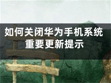 如何关闭华为手机系统重要更新提示