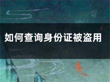 如何查询身份证被盗用