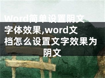 Word简单设置阴文字体效果,word文档怎么设置文字效果为阴文