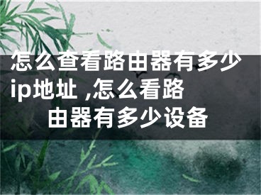 怎么查看路由器有多少ip地址 ,怎么看路由器有多少设备