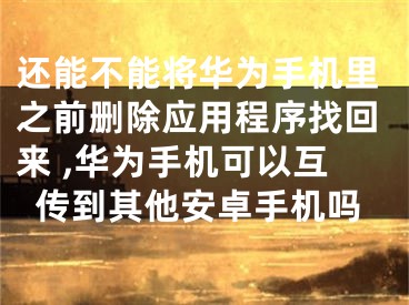 还能不能将华为手机里之前删除应用程序找回来 ,华为手机可以互传到其他安卓手机吗