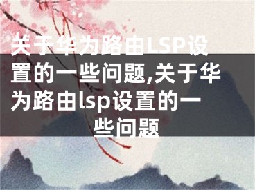 关于华为路由LSP设置的一些问题,关于华为路由lsp设置的一些问题