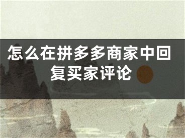 怎么在拼多多商家中回复买家评论