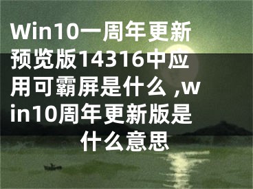 Win10一周年更新预览版14316中应用可霸屏是什么 ,win10周年更新版是什么意思