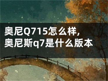 奥尼Q715怎么样,奥尼斯q7是什么版本