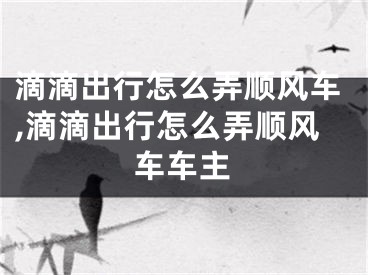 滴滴出行怎么弄顺风车,滴滴出行怎么弄顺风车车主