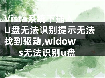 Vista系统下插入U盘无法识别提示无法找到驱动,widows无法识别u盘