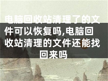 电脑回收站清理了的文件可以恢复吗,电脑回收站清理的文件还能找回来吗
