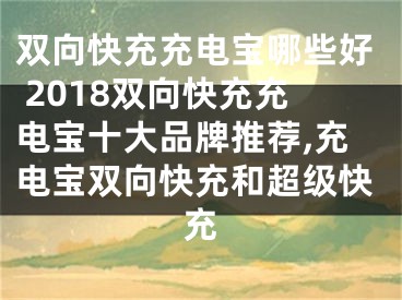 双向快充充电宝哪些好 2018双向快充充电宝十大品牌推荐,充电宝双向快充和超级快充