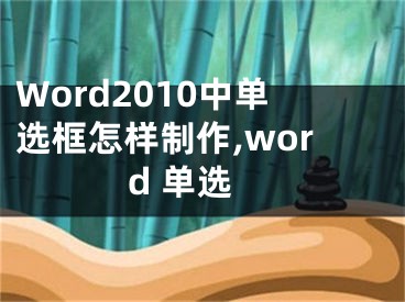 Word2010中单选框怎样制作,word 单选