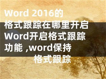 Word 2016的格式跟踪在哪里开启 Word开启格式跟踪功能 ,word保持格式跟踪