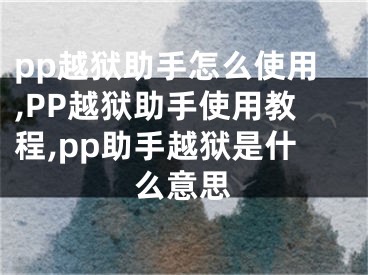 pp越狱助手怎么使用,PP越狱助手使用教程,pp助手越狱是什么意思