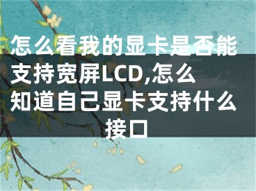 怎么看我的显卡是否能支持宽屏LCD,怎么知道自己显卡支持什么接口