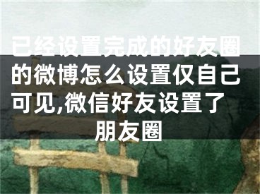 已经设置完成的好友圈的微博怎么设置仅自己可见,微信好友设置了朋友圈