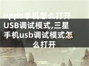 oppo手机怎么打开USB调试模式,三星手机usb调试模式怎么打开