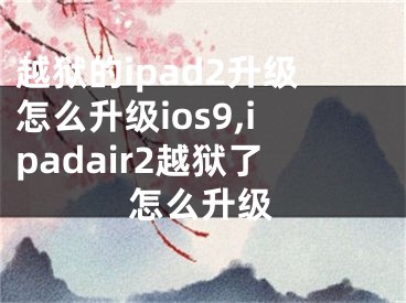 越狱的ipad2升级怎么升级ios9,ipadair2越狱了怎么升级