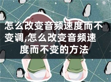 怎么改变音频速度而不变调,怎么改变音频速度而不变的方法