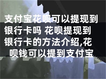 支付宝花呗可以提现到银行卡吗 花呗提现到银行卡的方法介绍,花呗钱可以提到支付宝